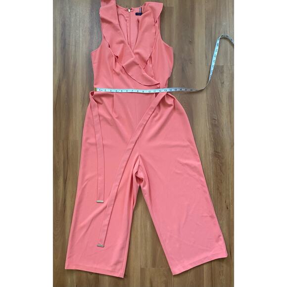 Women’s Tommy Hilfiger Size 8 color Peach Jumpsuit belted - Picture 11 of 12